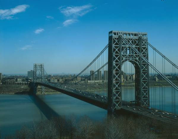 George Washington Bridge 
General view looking towards Manhattan 
HAER, NY,31-NEYO,161-64) 