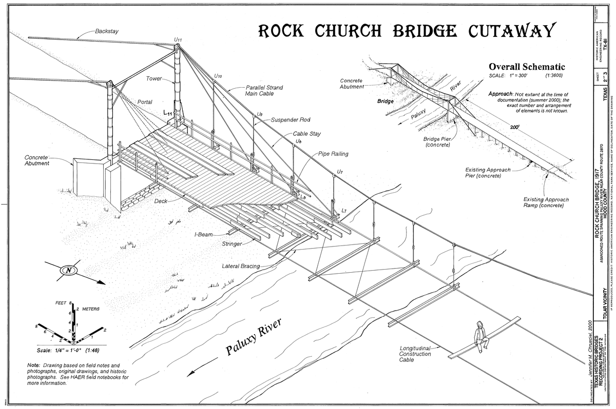 Rock Church Suspension Bridge, Tolar, Texas (HAER TX,111-TOLA.V,1) 