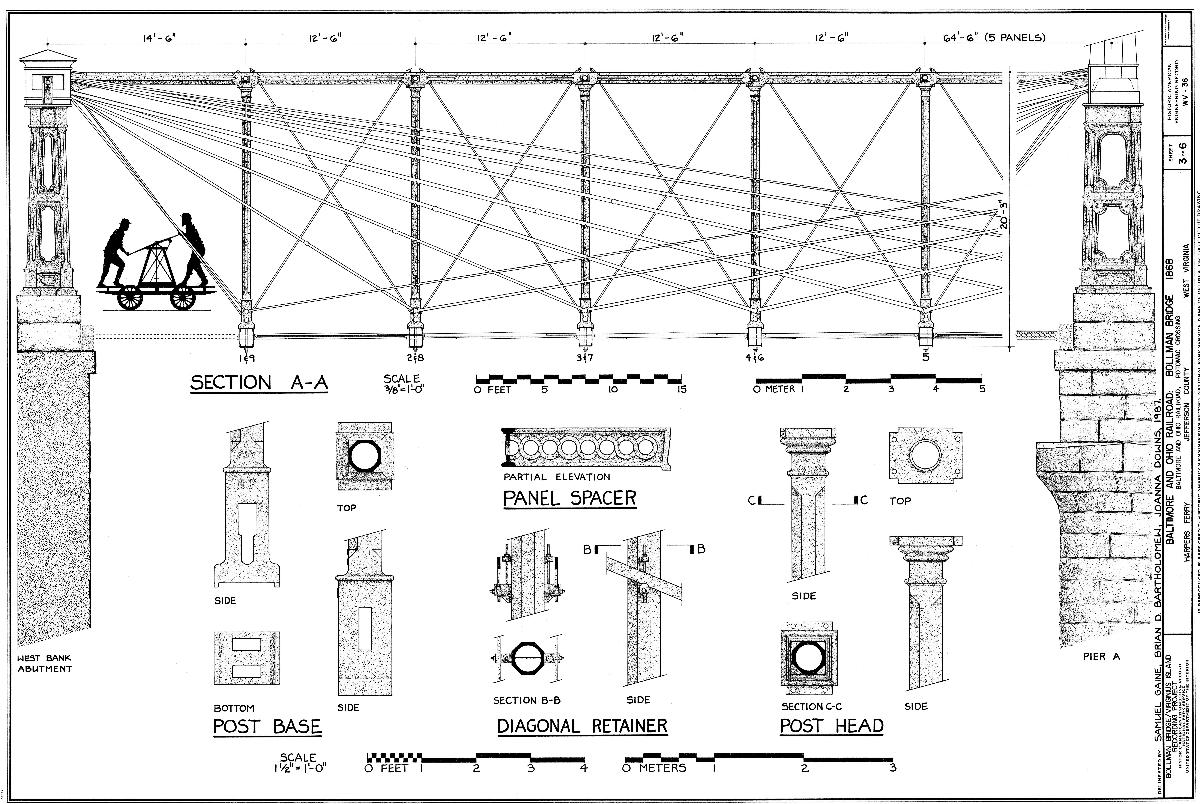 Media File No. 199347 HAER WVA,19-HARF,28- (sheet 3 of 6) - Baltimore & Ohio Railroad, Bollman Bridge, Spanning Potomac River at Harpers Ferry, Harpers Ferry, Jefferson County, WV
