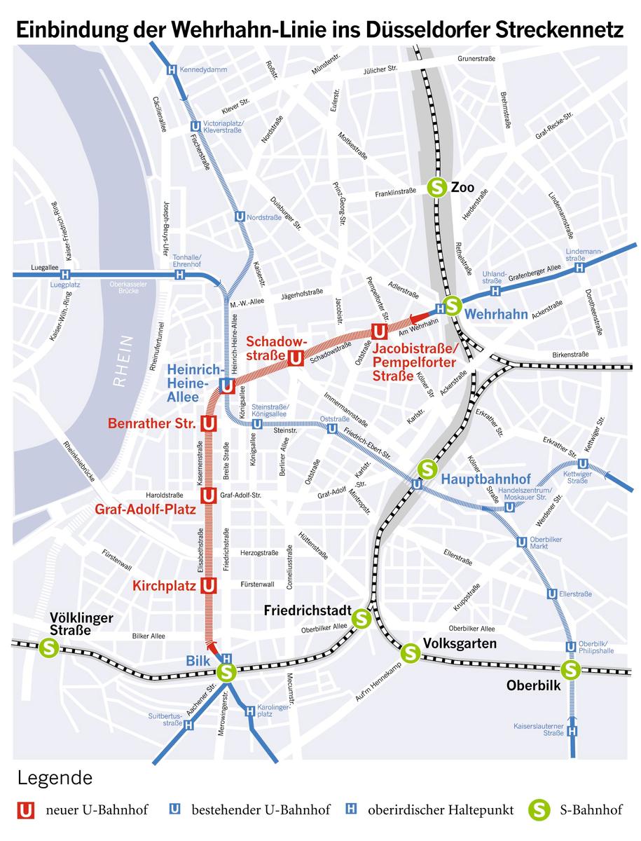 Einbindung der Wehrhahn-Linie ins Düsseldorfer Stadtbahnnetz 
