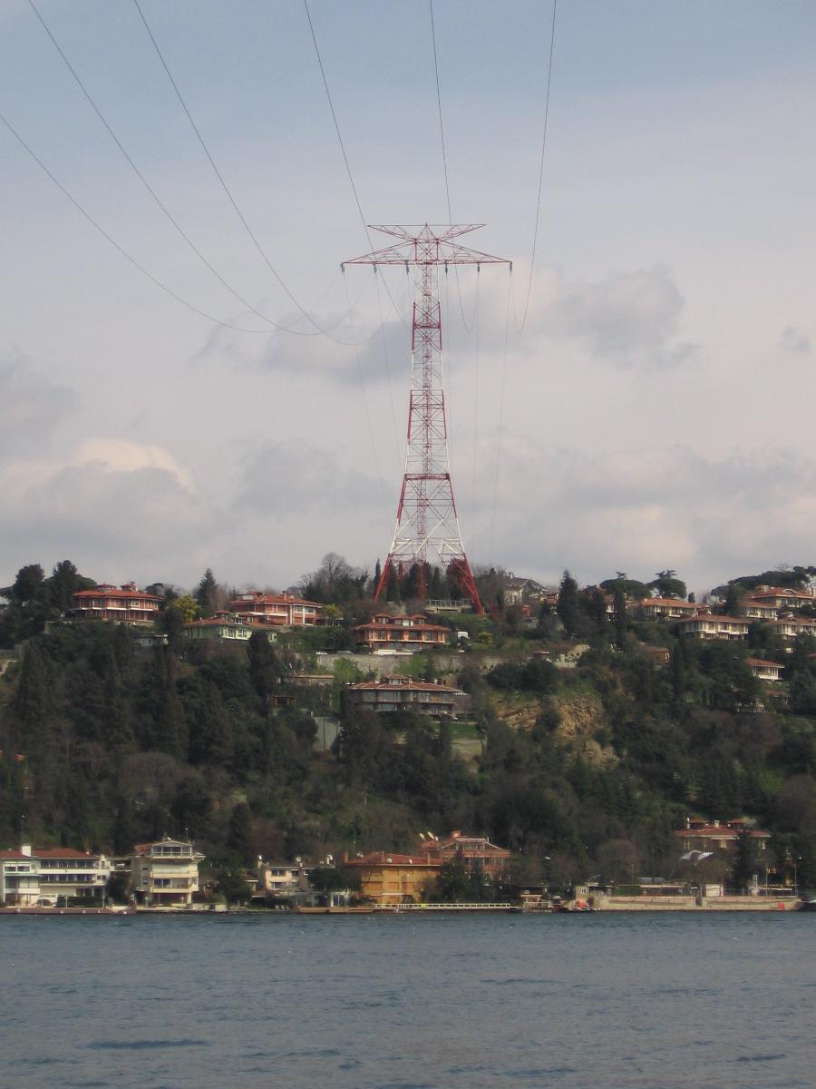 Erste Freileitungskreuzung des Bosporus, Mast am Westufer des Bosporus 
