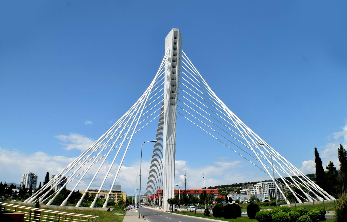 The Millennium Bridge in the city center of Podgorica, Montenegro 