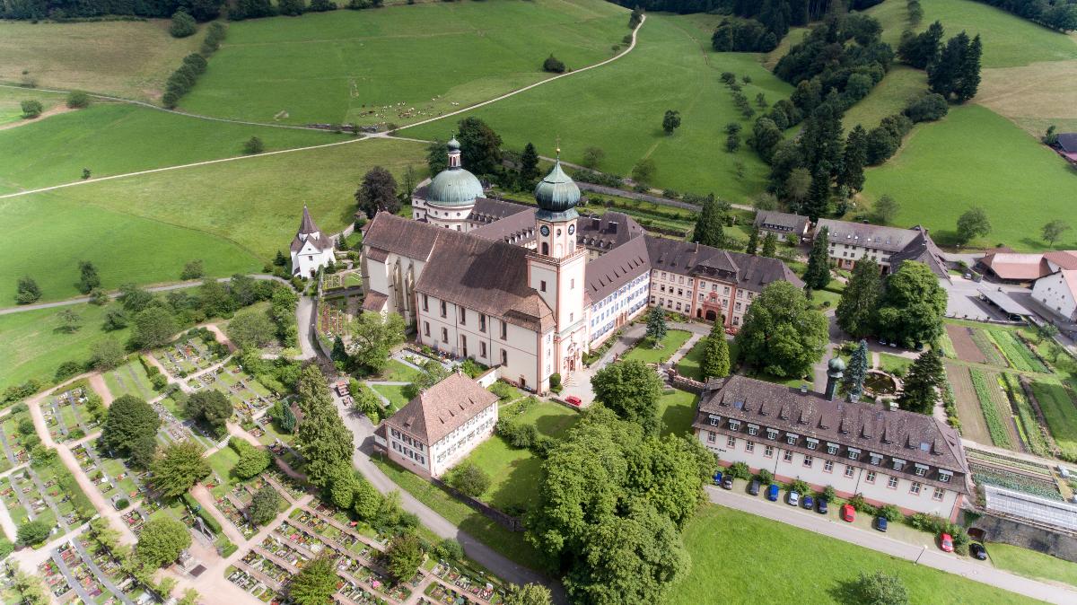 Aerial view of abbey St. Trudpert 