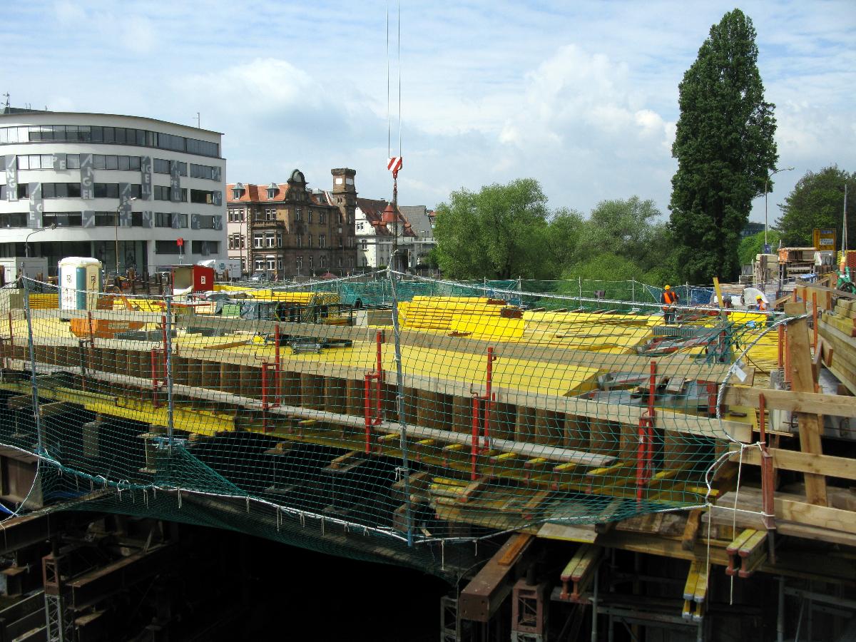 Freiburger Kronenbrücke, Schalungsarbeiten 