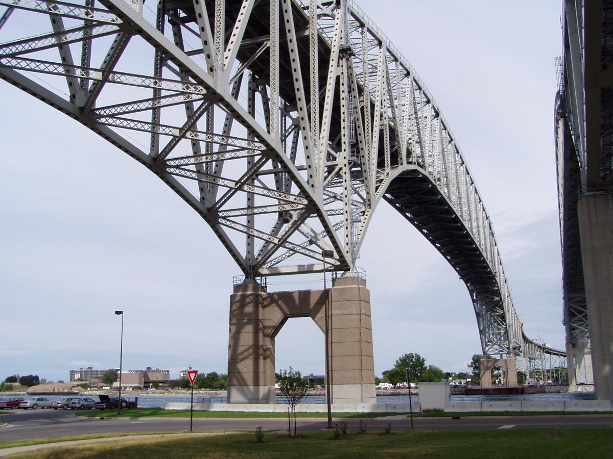 Bluewater Bridge over the Huron River between Sarnia, Ontario and Port Huron, Michigan 