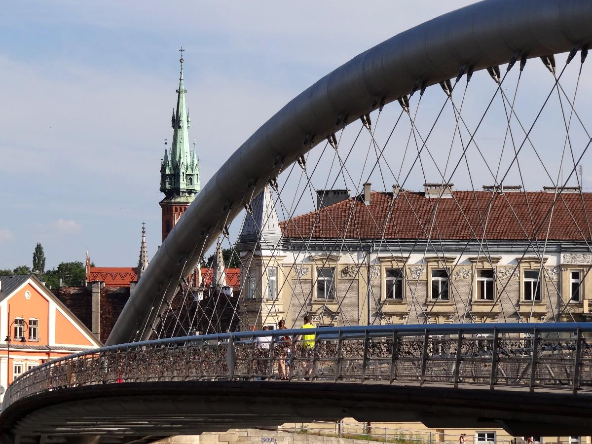 Bridge Scene - Looking across to South Bank of Vistula River - Krakow - Poland 