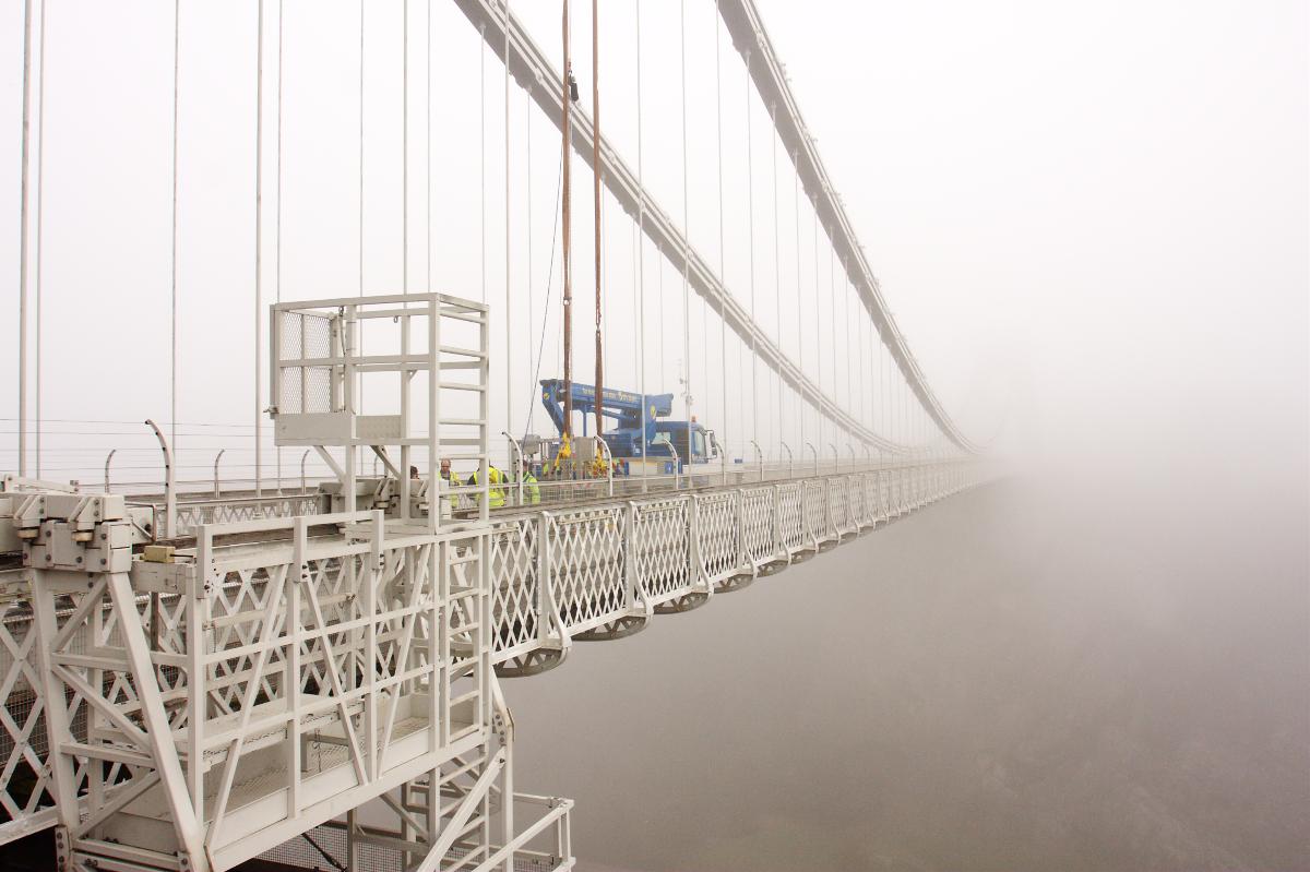 Clifton Suspension Bridge in fog 