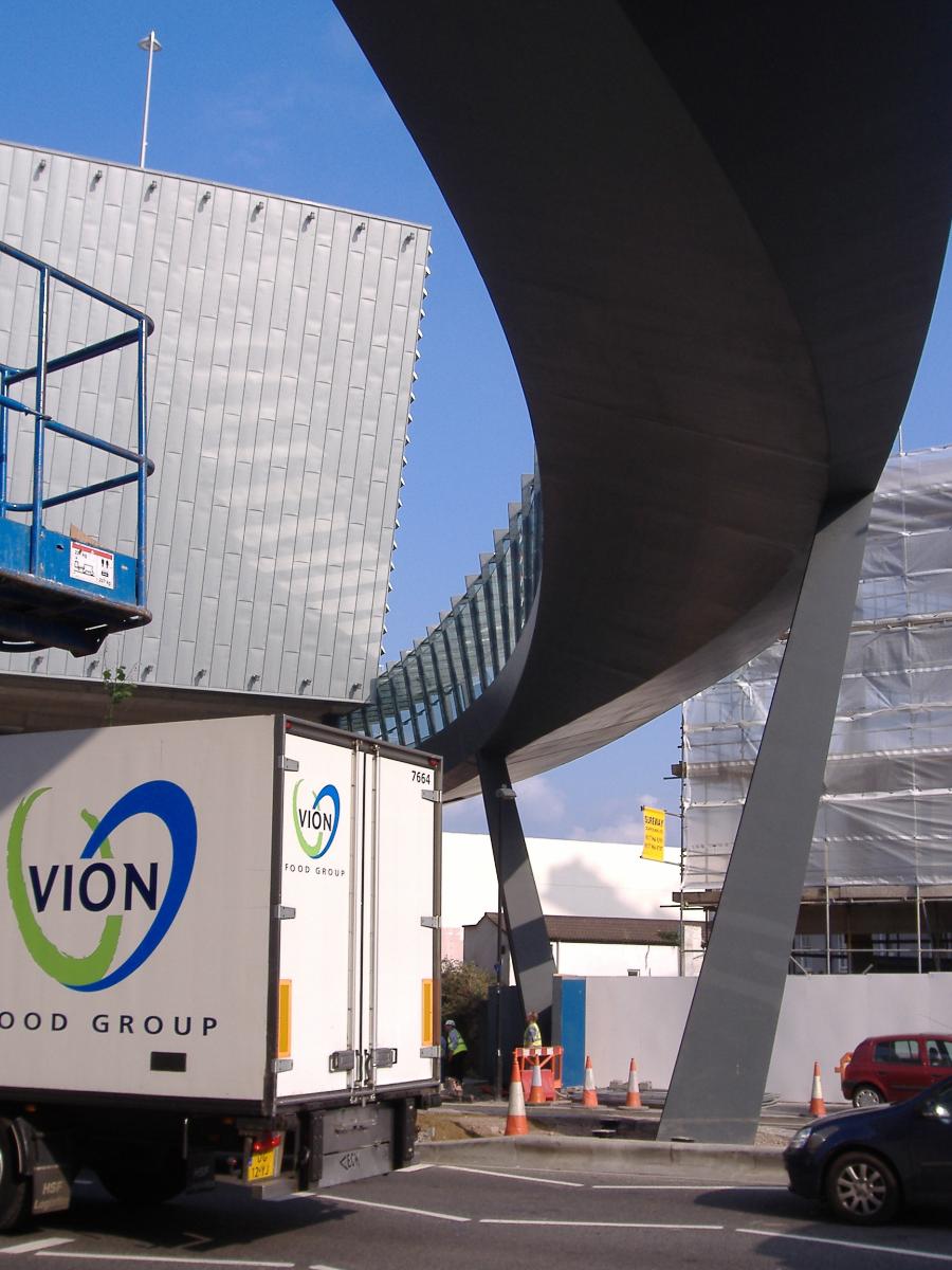 The bridge linking the Cabot Circus retail district in Bristol with its car park, a few days before the grand opening 