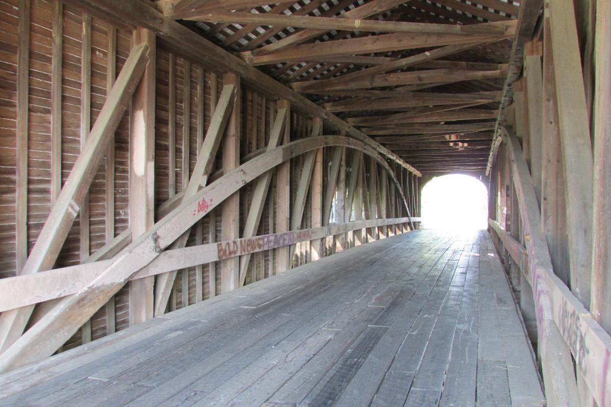 Burr arch in the Smith Covered Bridge, northeast of Rushville, Rush County, Indiana 