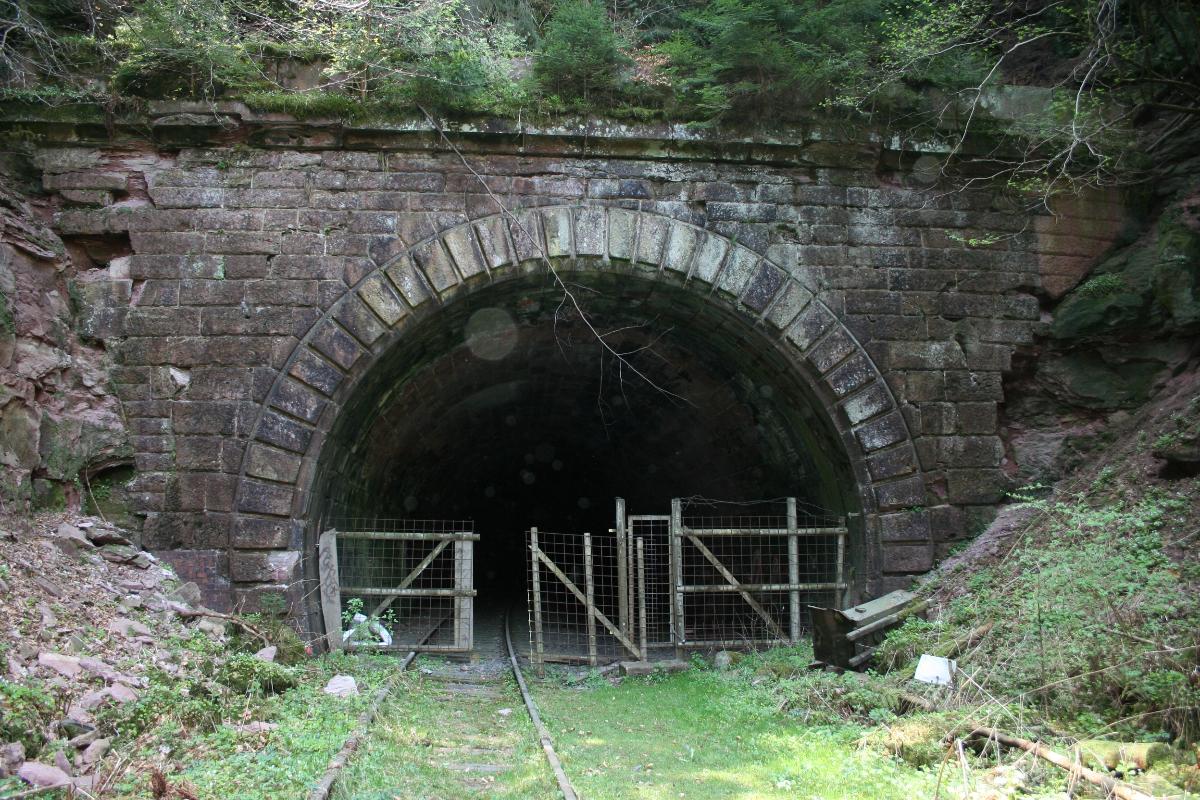 Hirsauer tunnel (north main entrance) on the closed segment of the Wurttemberg Black Forest road with Calw-Hirsau, Baden-Wurttemberg, Germany 