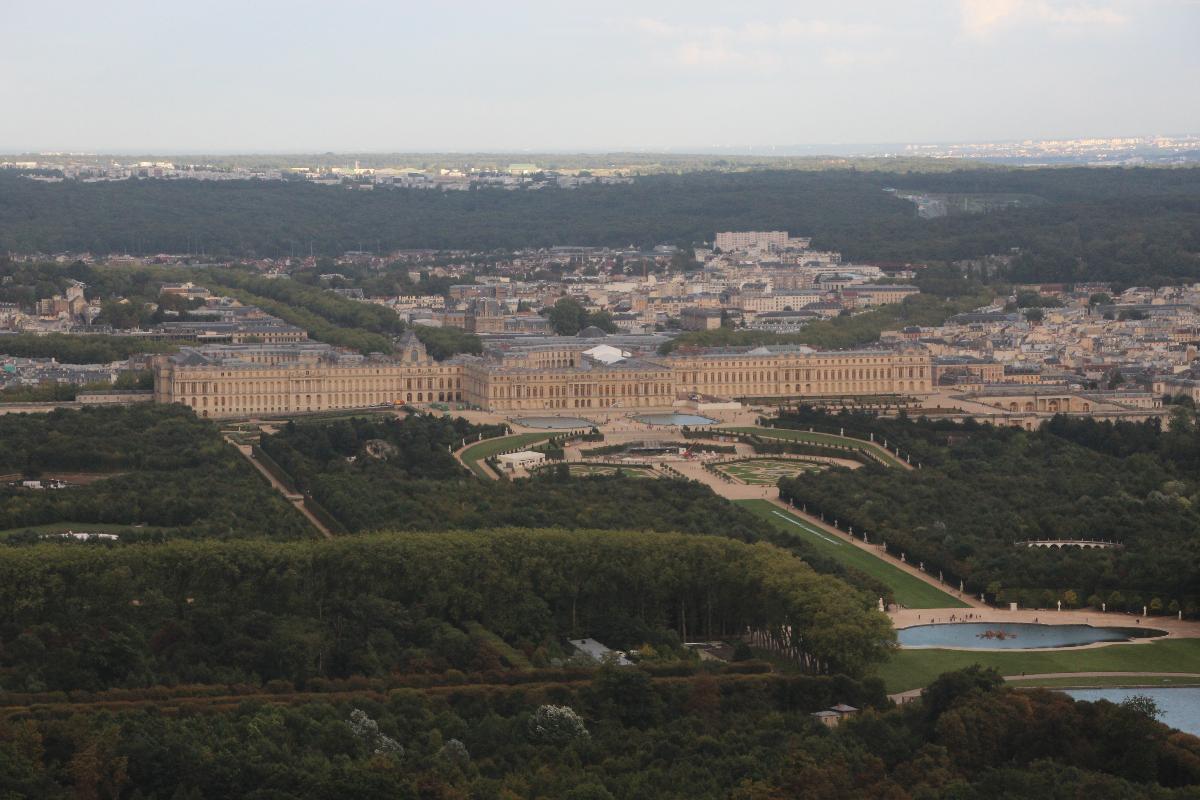 Aerial view of the Palace of Versailles, France 