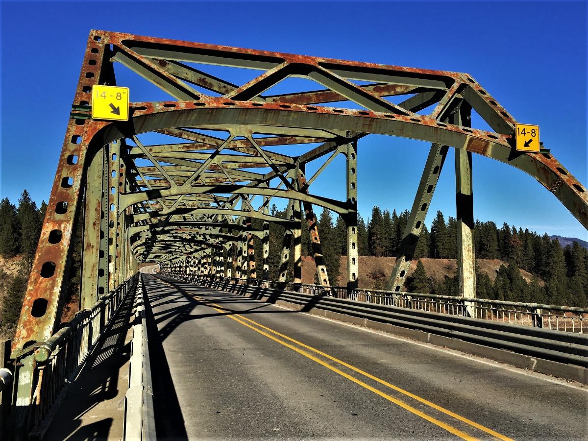 Columbia River Bridge at Northport Active state highway span in significant need of maintenance at time of visit.