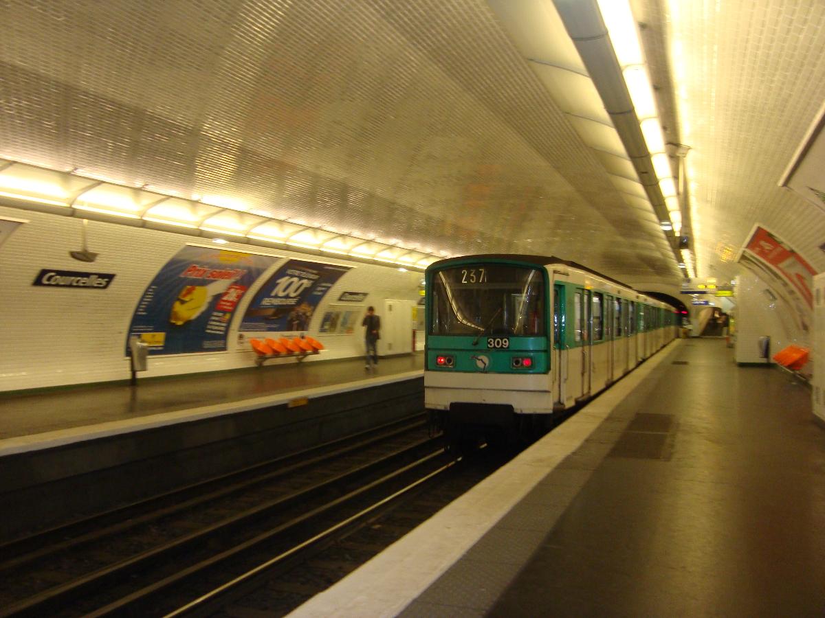 Rame de métro quittant la station Courcelles 