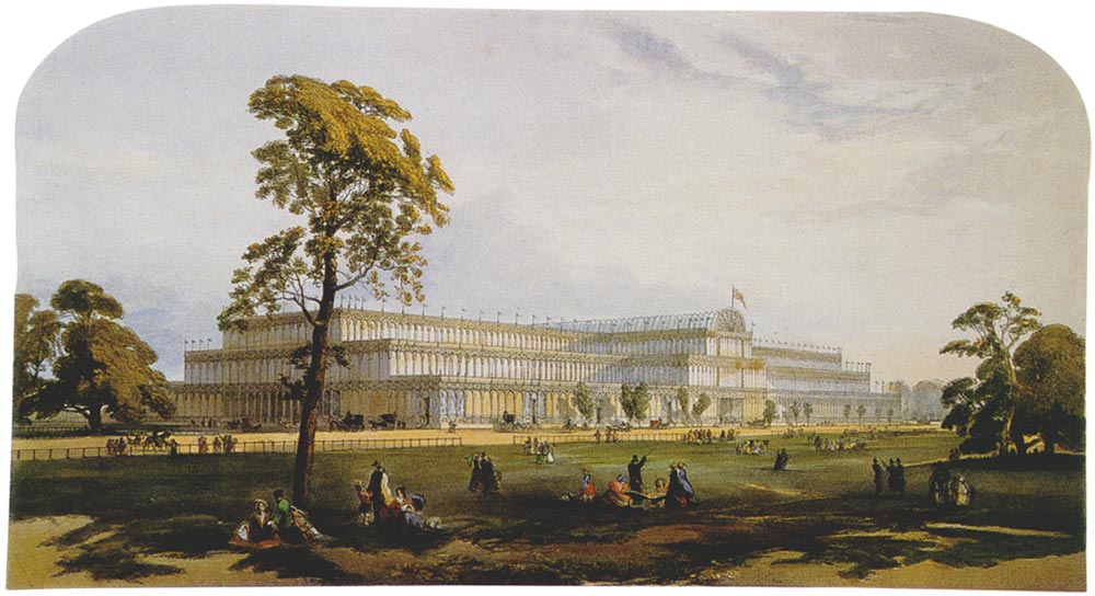 The Crystal Palace from the northeast from Dickinson's Comprehensive Pictures of the Great Exhibition of 1851, published 1854
