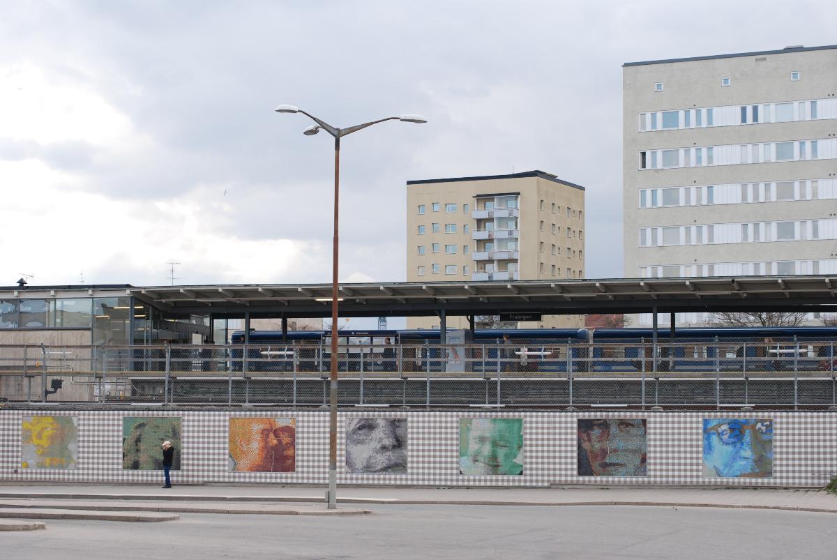 Fredrik Landergren´s Glass Mosaic Pictures outside Fruängen Metro Station, Stockholm, Sweden 