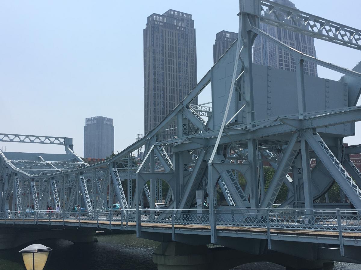 The Jiefang Bridge in Tianjin, built in 1927 by the French Concession as a movable bridge (International Brisge, aka Settlement Bridge) 
