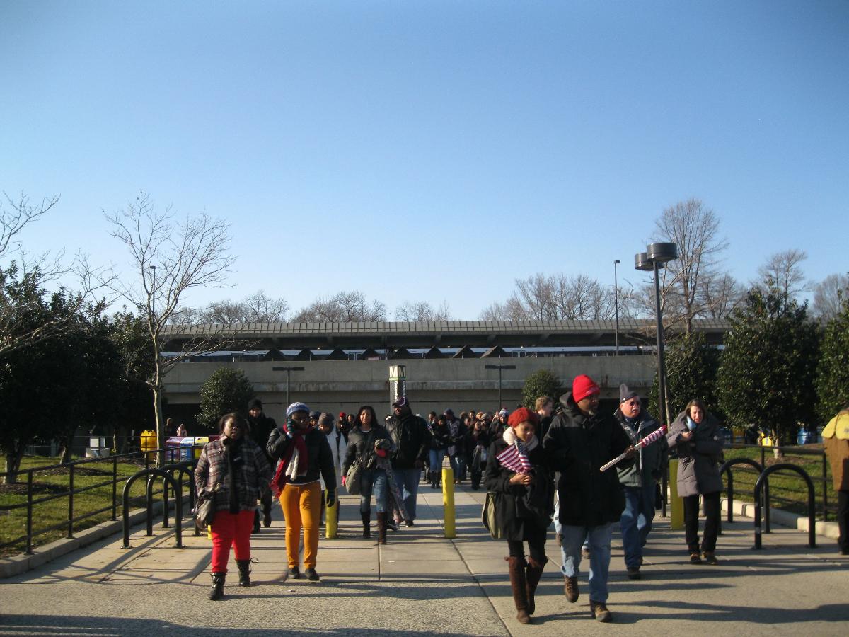 Crowds leaving the Greenbelt Metro Station after the 2013 second inaguration of Barack Obama 
