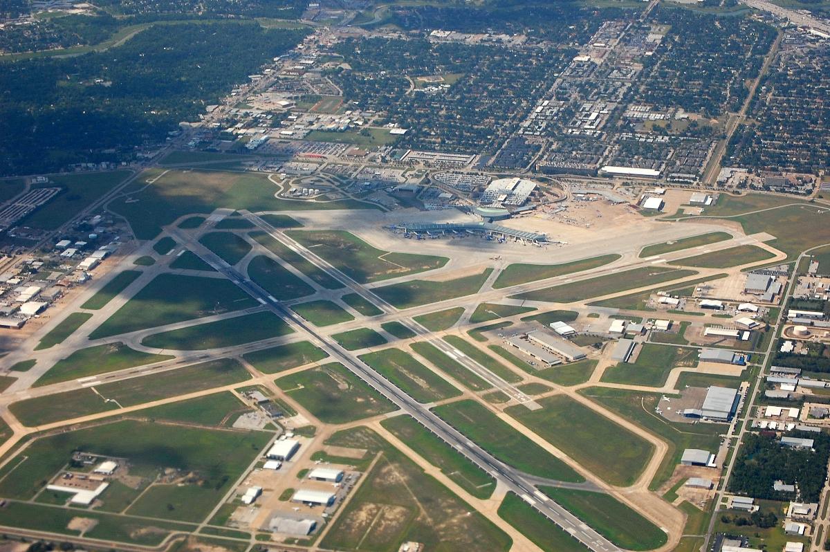 Aerial view of William P. Hobby Airport in Houston, Texas 