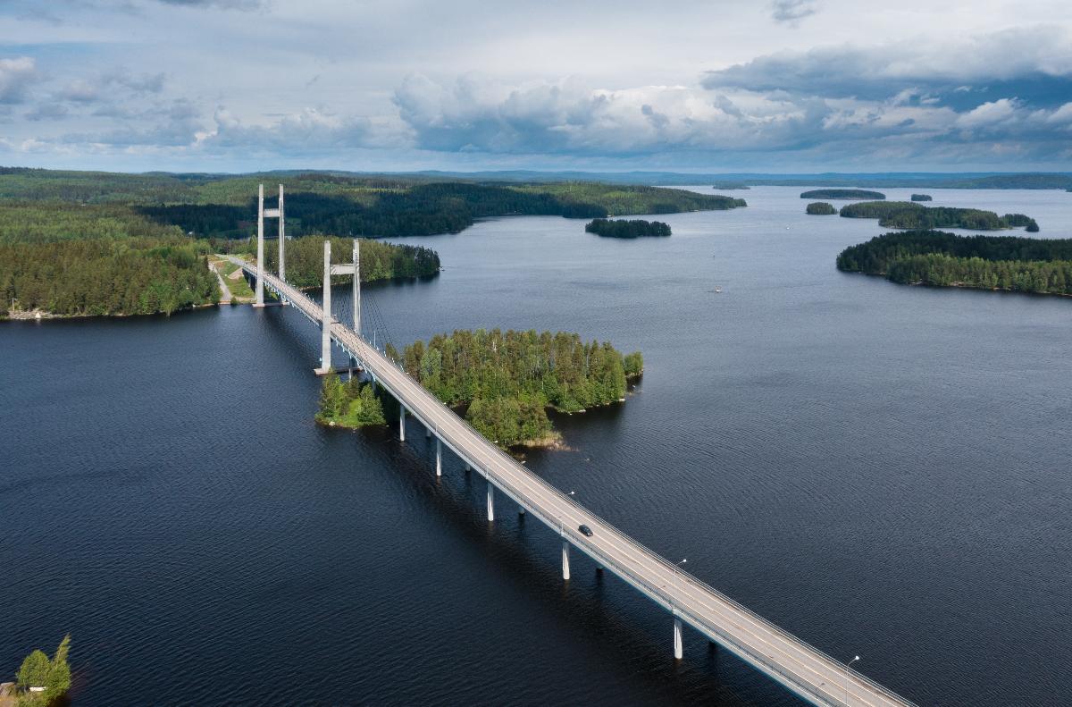 Kärkinen Bridge over Kärkistensalmi of Lake Päijänne in Jyväskylä, Central Finland 