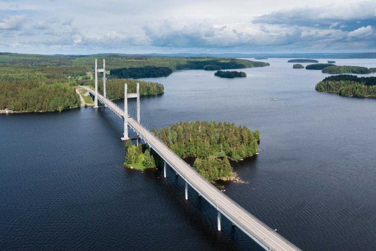 Kärkinen Bridge over Kärkistensalmi of Lake Päijänne in Jyväskylä, Central Finland 