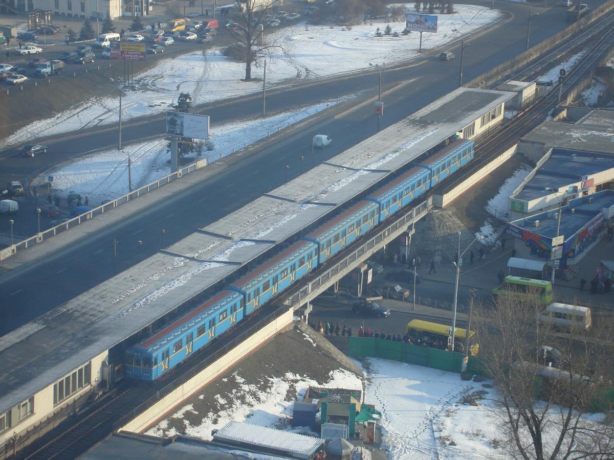 Livoberezhna - a station on the Kyiv Metro - view from 19th floor of Tourist Hotel 