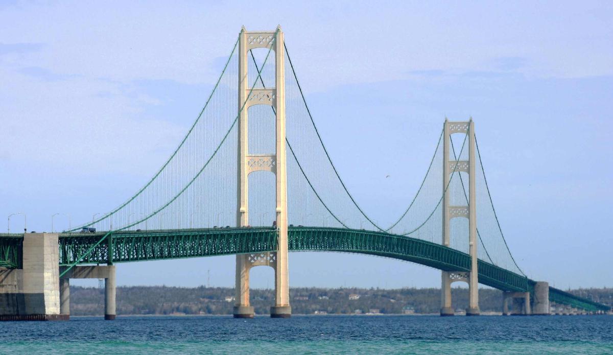 Mackinac Bridge The photo was taken from the southern shore of the Lower Peninsula facing St Ignace.