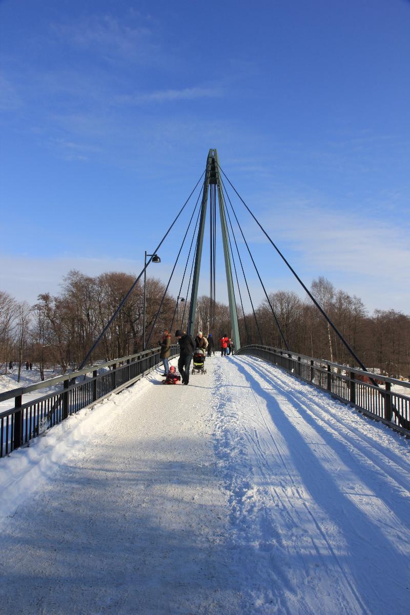 Matinkaari pedestrian bridge at the mouth of Vantaanjoki river in Helsinki 