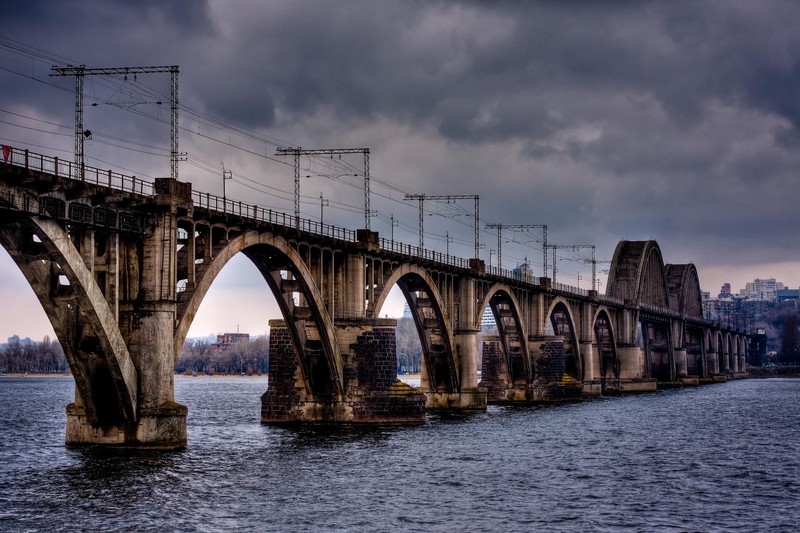 Merefa-Kherson Railway bridge in Dnipropetrovsk, Ukraine 
