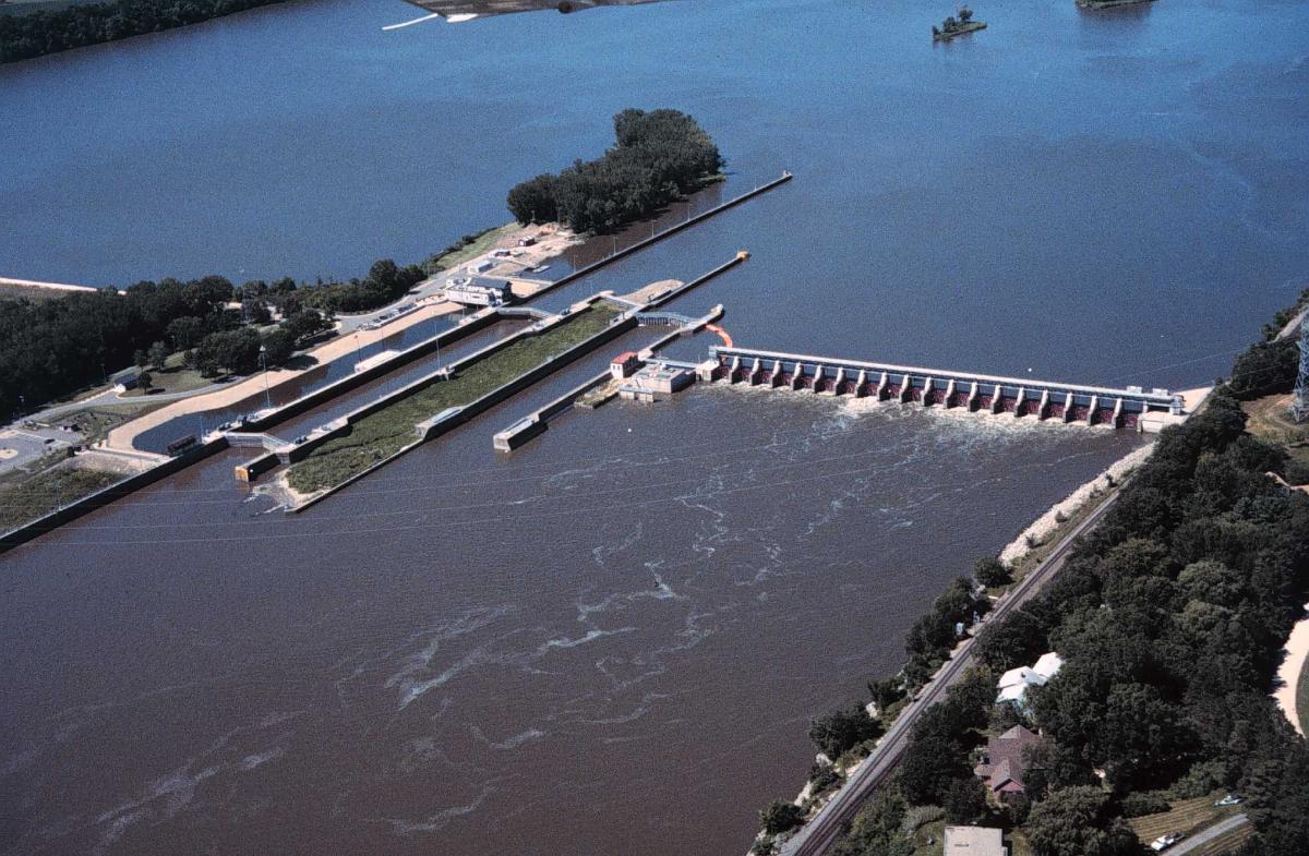 Mississippi River Lock and Dam number 2 near Hastings, Minnesota 