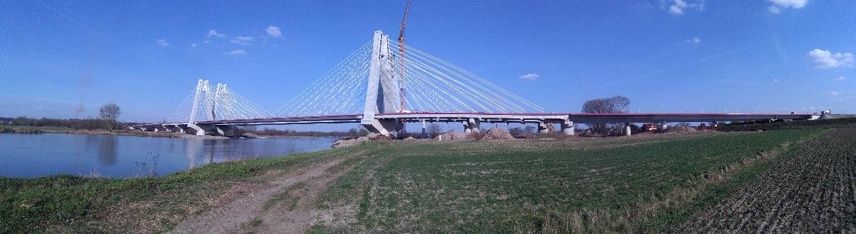 Cardinal Macharski Bridge in Krakow, Poland construction panorama 