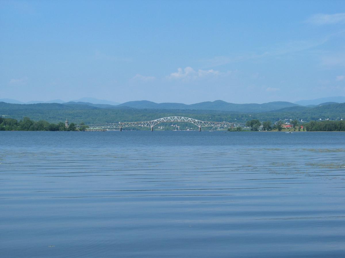 New York to Vermont bridge over Lake Champlain 