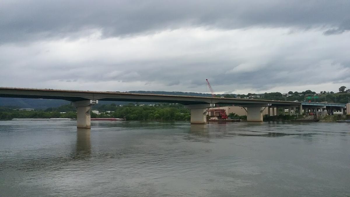 Widening in process of the Olgiati Bridge in Chattanooga, Tennessee 