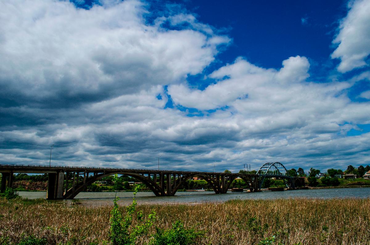 View of the Ozark Bridge over the Arkansas River in northwest Arkansas 
