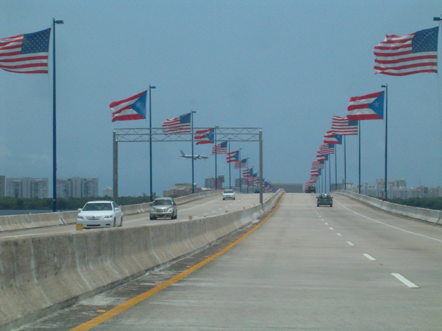 Teodoro Moscoso Bridge, main thruway from Hato Rey Financial District to the International Airport 