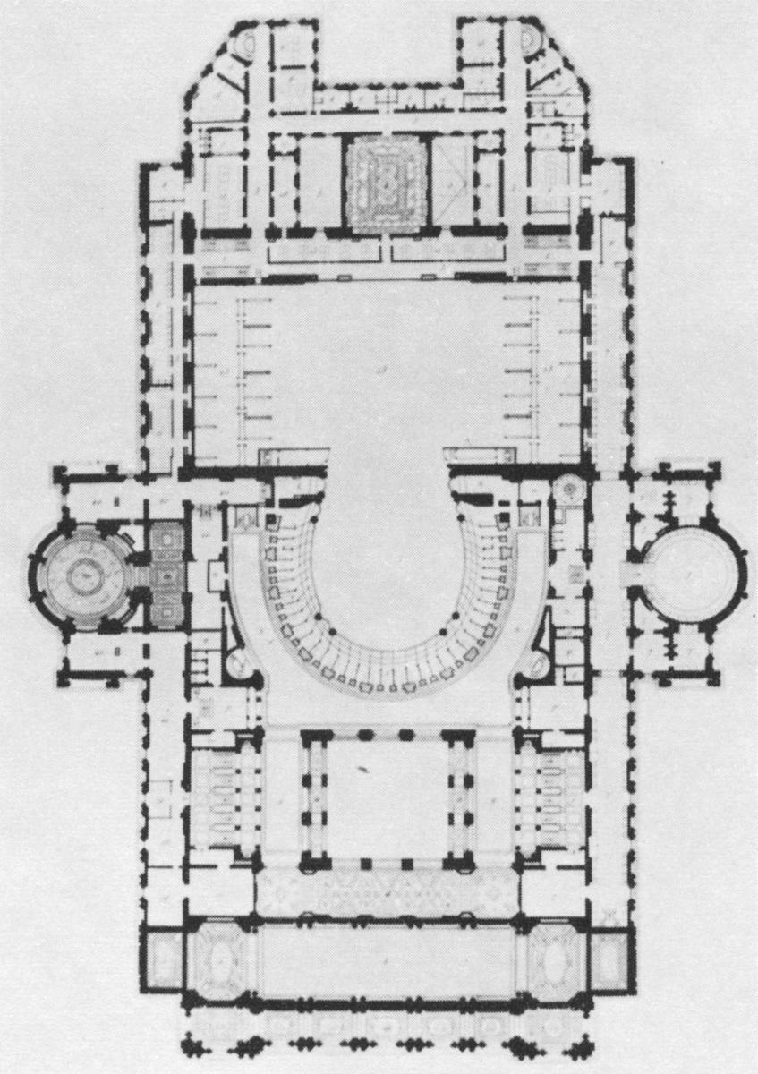Plan at the third loge level of the Paris Opera's Palais Garnier 
