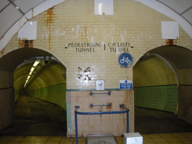 Pedestrian and cyclist tunnels, under the Tyne 