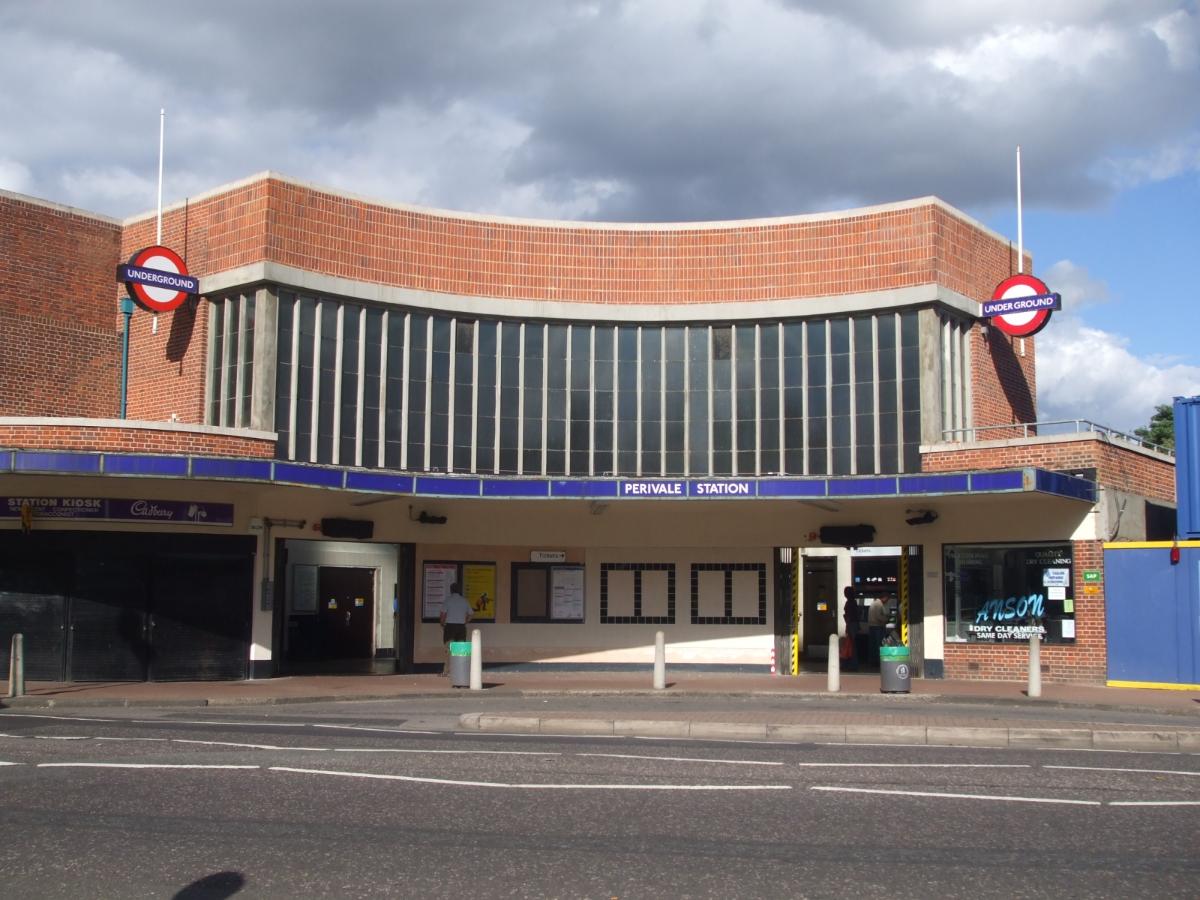 Perivale tube station, July 2008, just after recent refurbishment work to the upper façade 