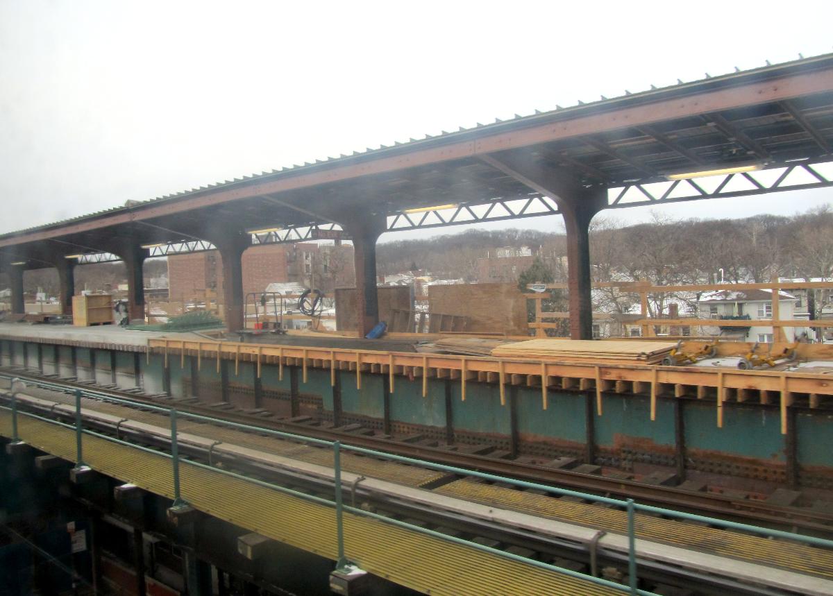 Manhattan-bound platform construction at 104th Street station 