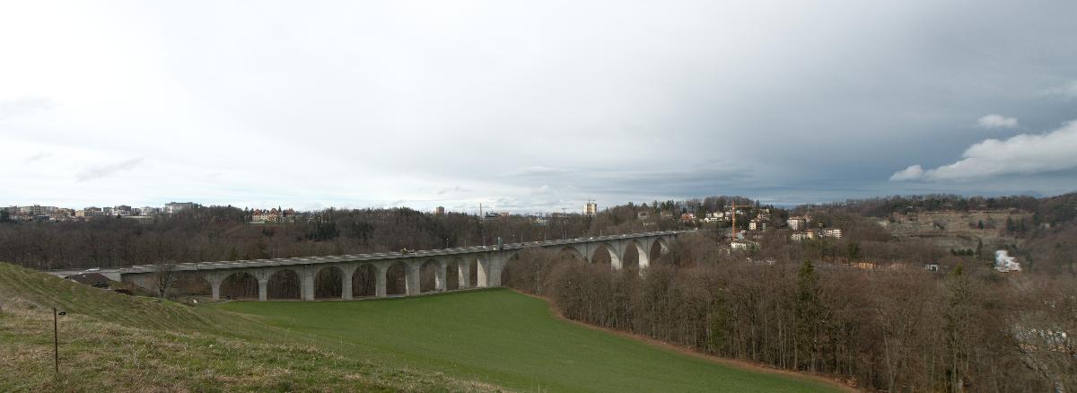 Pont de Pérolles Dank der Perollesbrücke kann man von Marly nach Boulevard de Pérolles in Freiburg (Schweiz) fahren.