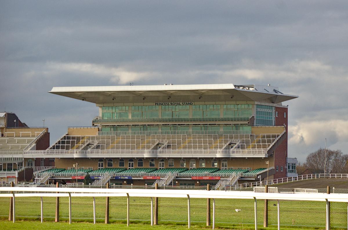 Aintree Racecourse This stand, facing the home straight, was opened in 1998. View from Melling Road.