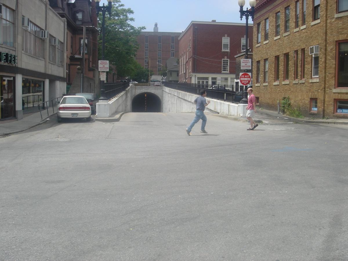 The East Side Trolley Tunnel in Providence, RI, as photographed from Thayer Street 