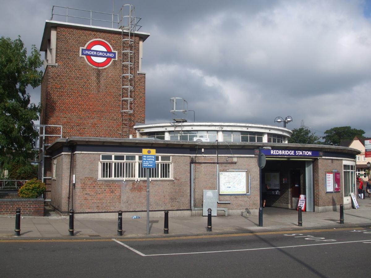 Redbridge tube station building looking towards eastern entrance 