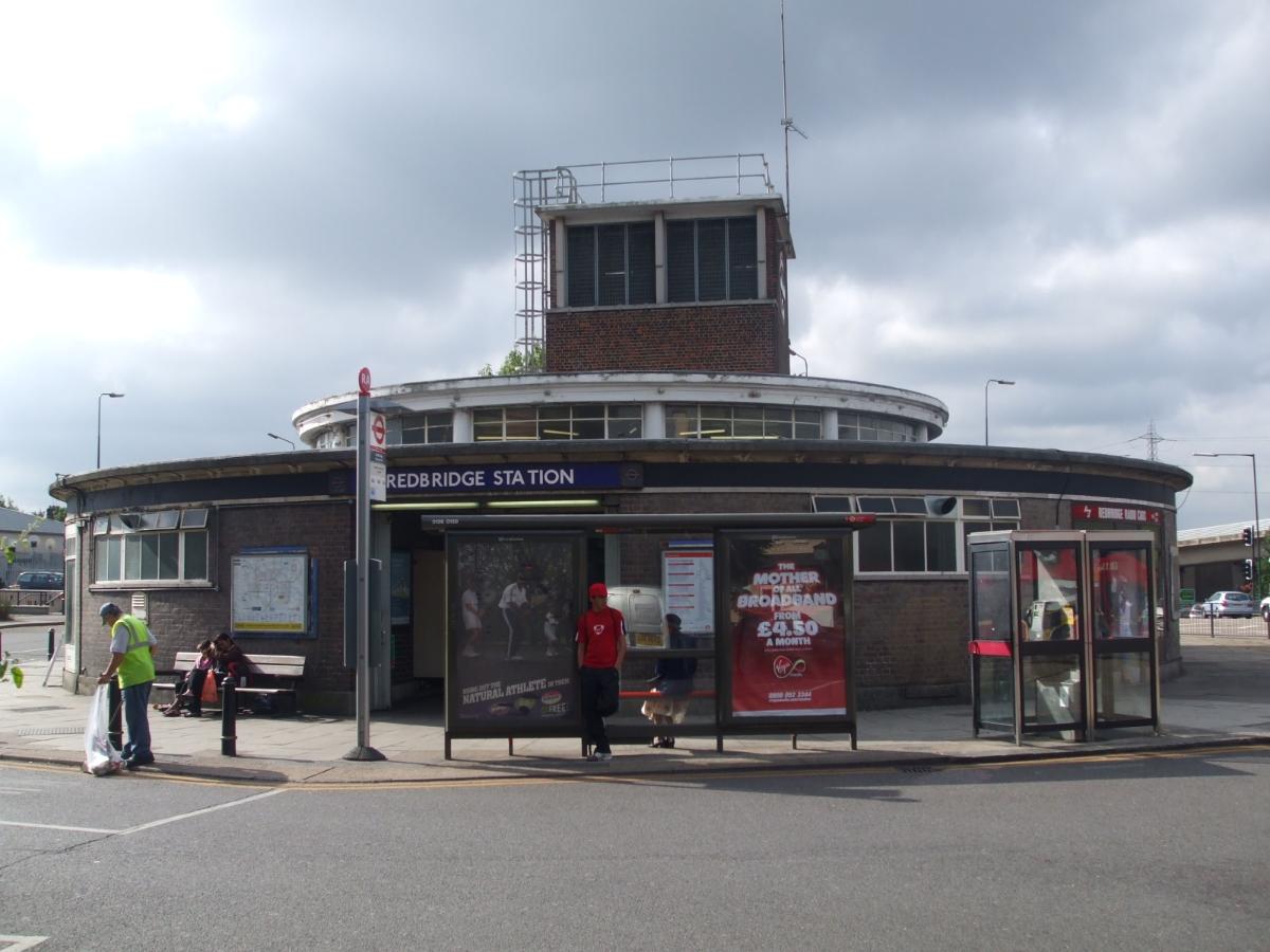 Redbridge tube station building looking towards northern entrance 