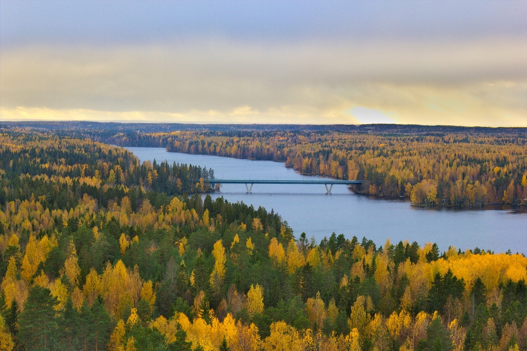 Lake Särkijärvi from Hervanta water tower in Tampere, Finland 