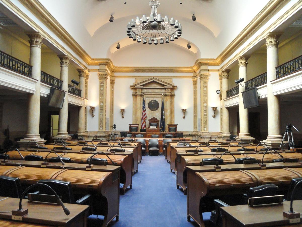 Senate Chamber in the Kentucky State Capitol, Frankfort, Kentucky, USA 