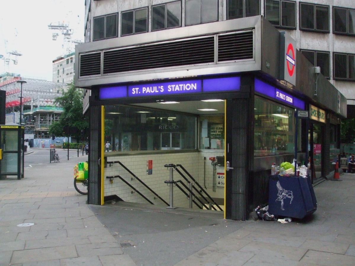 St Paul's tube station main entrance, after recent refurbishment 