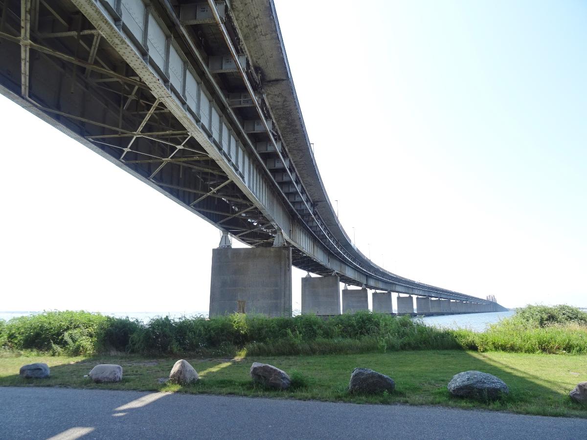 The underside of the Storstrom Bridge at Masnedø in Denmark 