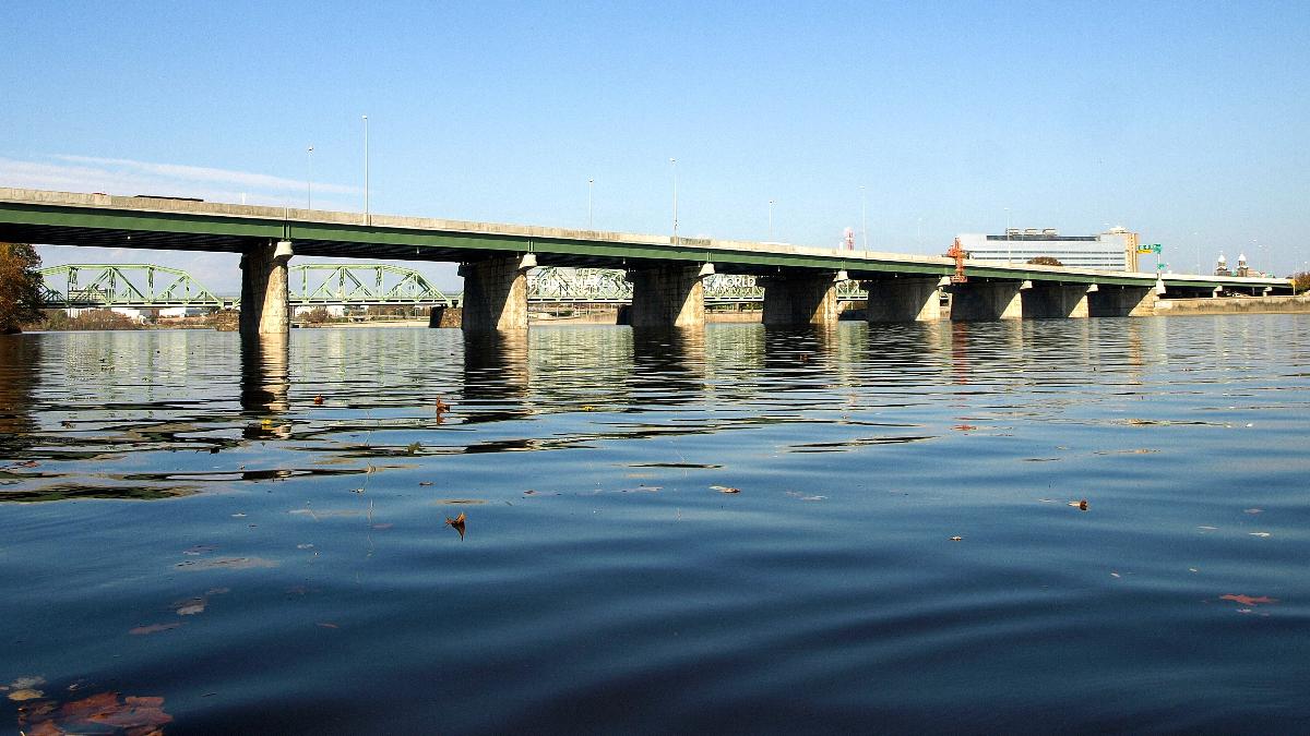 Trenton-Morrisville Toll Bridge over the Delaware River Morrisville PA - Trenton NJ (looking northeast by kayak)