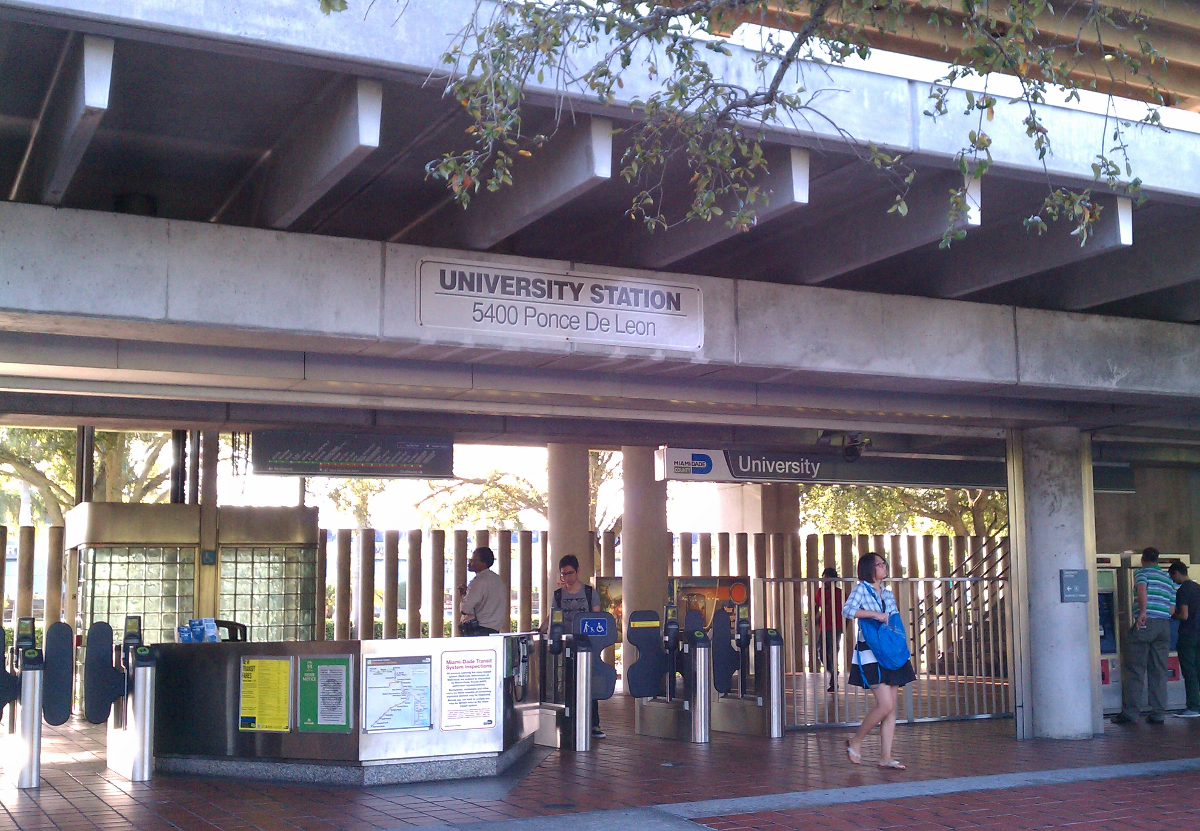 Miami-Dade Transit's University Metrorail station during morning commute 
