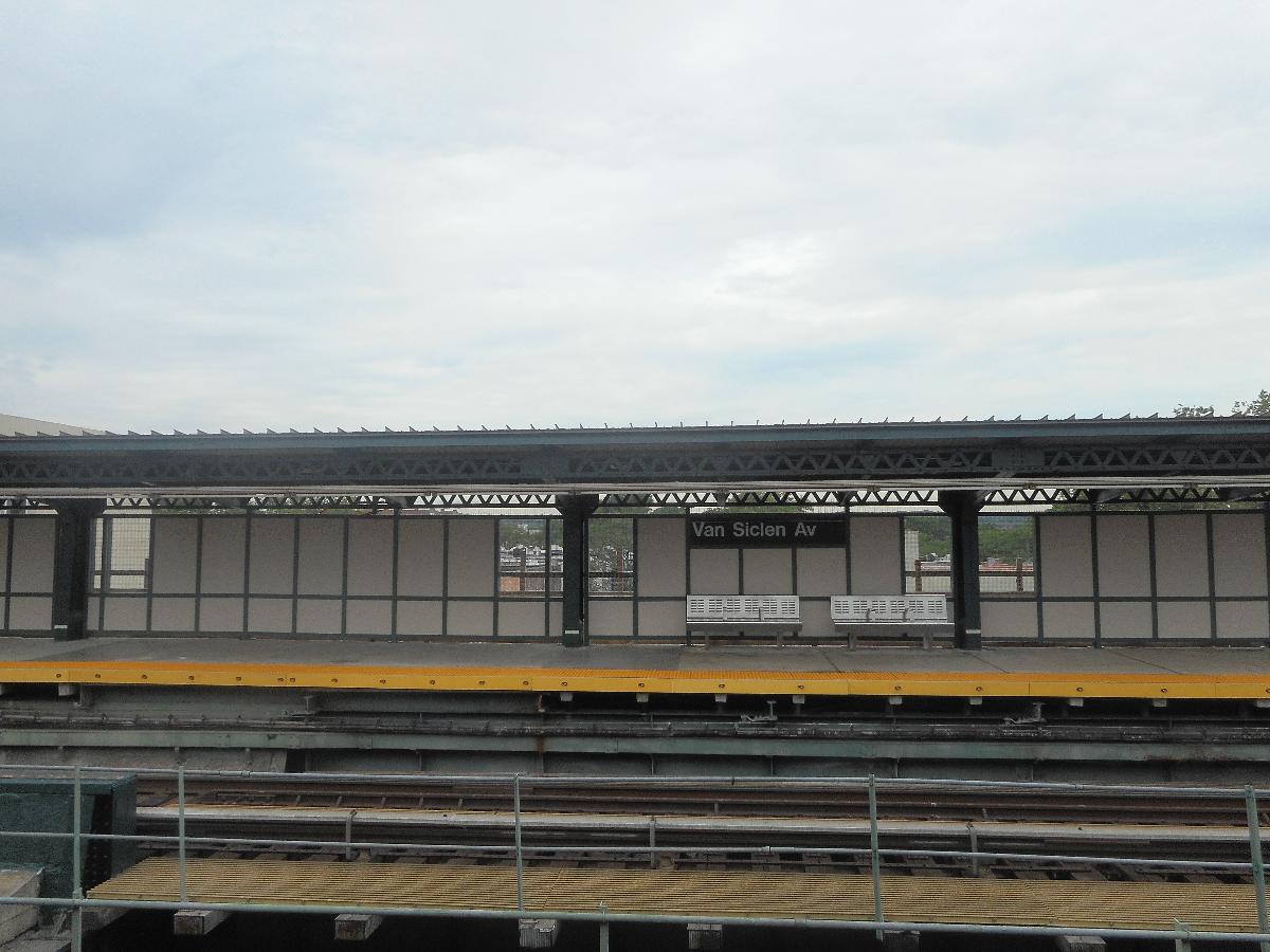 Van Siclen Avenue Elevated Station on the IRT New Lots Line in the New Lots section of Brooklyn, New York City 
